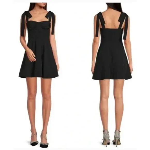 sweetheart neckline backless tie front mini dress Panama Sweetheart Neckline Lace-Up Back Mini Dress Champagne